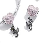 Ezüst charm, macska légballonnal