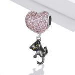 Ezüst charm, macska légballonnal