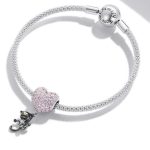 Ezüst charm, macska légballonnal