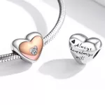Ezüst charm, szív, rosegold
