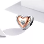 Ezüst charm, szív, rosegold