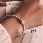 Ezüst charm, szív, rosegold