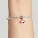 Ezüst charm, páros szív