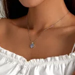 Ezüst nyaklánc, halpikkelyes szív medállal