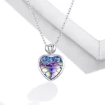 Ezüst nyaklánc, halpikkelyes szív medállal