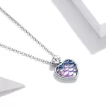 Ezüst nyaklánc, halpikkelyes szív medállal