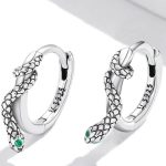 Női fülbevaló, ezüst, kígyó