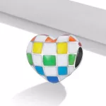 Ezüst charm, kockás szív