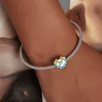 Ezüst charm, kockás szív