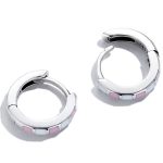 Ezüst karikafülbevaló, fehér-rózsaszín