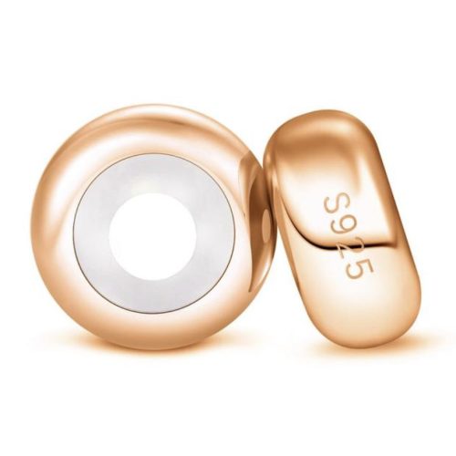 Ezüst charm stopper 2 db + törlőkendő, rosegold