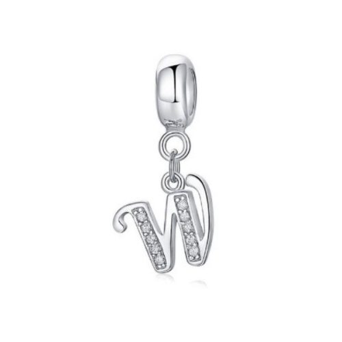 Ezüst charm, W betű