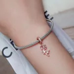 Ezüst charm, rózsa, rózsaarany