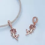 Ezüst charm, rózsa, rózsaarany