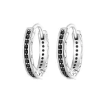 Ezüst női fülbevaló fekete kristállyal