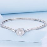 Ezüst karkötő, rózsás, 19 cm