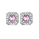 Ezüst női fülbevaló lila kristállyal