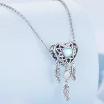 Ezüst charm,  denevér, álomfogó szív, kristállyal