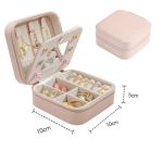 Ékszerdoboz charmoknak, gyűrűknek, karkötőknek, láncoknak, hordozható, rózaszín