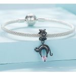 Ezüst charm, fekete macska