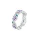 Ezüst gyűrű, lila virágos, 6-os méret