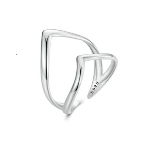 Ezüst gyűrű, V alakú
