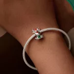 Ezüst charm, karácsonyi szarvas