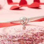 Ezüst charm, szív, rosegold