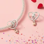 Ezüst charm, szív, rosegold