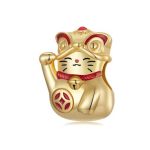 Ezüst charm, szerencsemacska