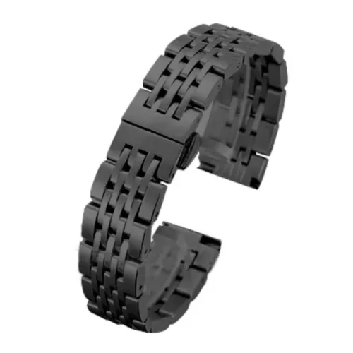 Nemesacél, pillangócsatos óraszíj, fekete, 20 mm