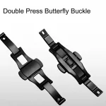 Nemesacél, pillangócsatos óraszíj, fekete, 22 mm