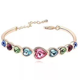 Szív karperec, Multicolor, Swarovski köves