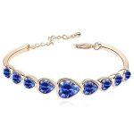 Szív karperec, Zafír, Swarovski köves