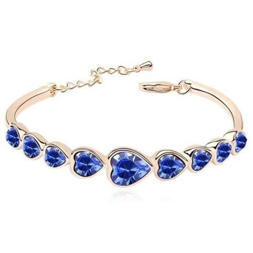 Szív karperec, Zafír, Swarovski köves