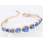 Szív karperec, Zafír, Swarovski köves