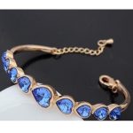 Szív karperec, Zafír, Swarovski köves