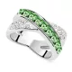Keresztezett gyűrű, Peridot zöld, Swarovski köves, 5,5