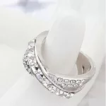 Keresztezett gyűrű, Kristály, Swarovski köves, 7,5