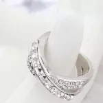 Keresztezett gyűrű, Kristály, Swarovski köves, 6,5