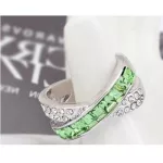 Keresztezett gyűrű, Peridot zöld, Swarovski köves, 8,5