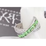 Keresztezett gyűrű, Peridot zöld, Swarovski köves, 6,5