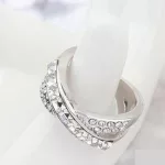 Keresztezett gyűrű, Kristály, Swarovski köves, 8,5