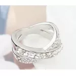 Keresztezett gyűrű, Kristály, Swarovski köves, 8,5
