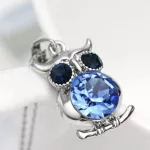 Bagoly medálos nyaklánc, Kék, Swarovski köves