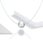 Láthatatlan nyaklánc valódi gyönggyel, ezüst kapoccsal