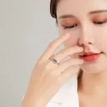 Ezüst női gyűrű, hatszögletű, 7
