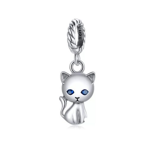 Ezüst charm, cica