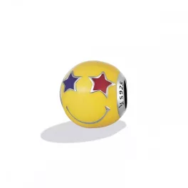 Ezüst charm,  csillagszemű smiley