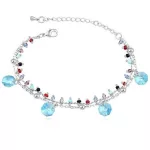 Gyöngyös karkötő, Aquamarine, Swarovski köves